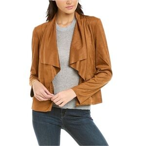 Bagatelle Sienna Brown Drape Front Faux Suede Jacket size Small Long Sleeve Soft